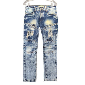 Evolution in Design Straight Jeans Womens 18 Blue 5-Pocket Distressed Acid Wash
